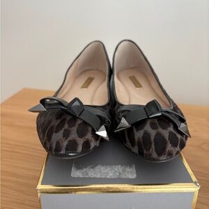 Nordstrom Leopard Pattern Flats with Black Bow